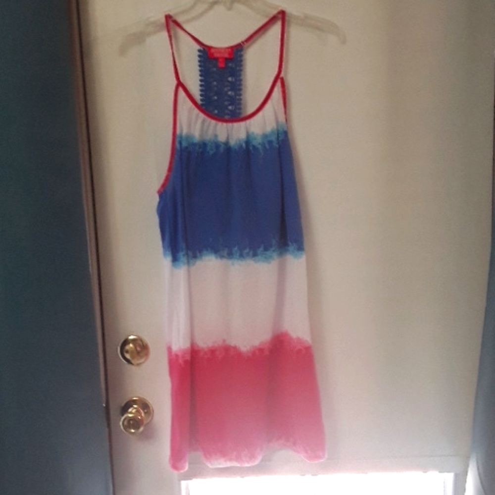 Southern breeze dress, size M, white, blue and pink